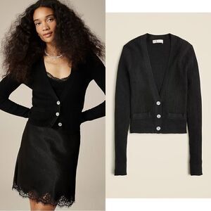NWT J CREW V-neck cardigan sweater in TENCEL™ lyocell blend in black